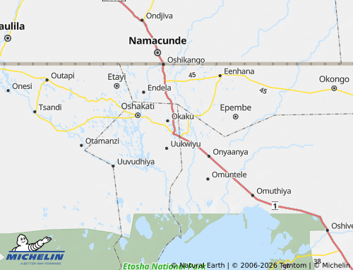 MICHELIN Ondangwa map - ViaMichelin