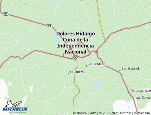 MICHELIN Dolores Hidalgo Cuna de la Independencia Nacional map - ViaMichelin