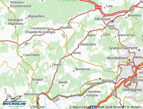 MICHELIN Arcey map - ViaMichelin
