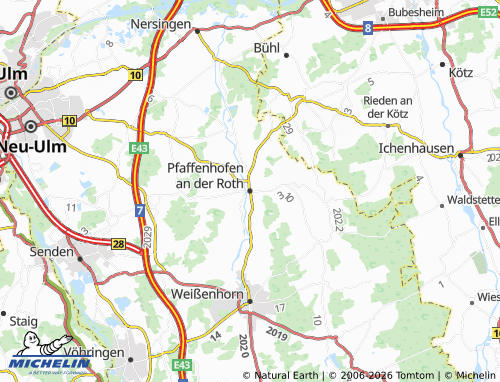 MICHELIN-Landkarte Pfaffenhofen an der Roth - ViaMichelin