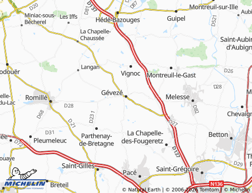 MICHELIN Gévezé map - ViaMichelin