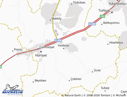 MICHELIN Yenihisar map - ViaMichelin