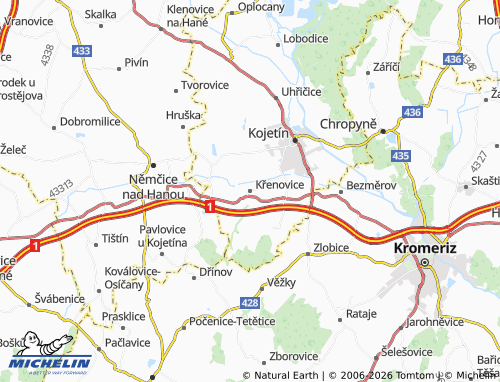Mapa MICHELIN Křenovice - ViaMichelin