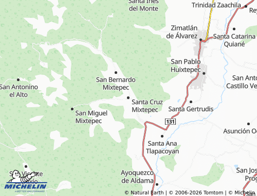 Mapa MICHELIN Santa Cruz Mixtepec - ViaMichelin