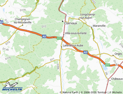 Carte MICHELIN Laferté-sur-Aube - ViaMichelin