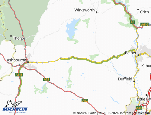 Carte MICHELIN Hulland Ward - ViaMichelin