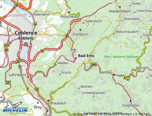 MICHELIN Bad Ems map - ViaMichelin