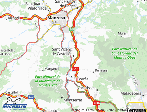 Carte MICHELIN Sant Vicenç de Castellet - ViaMichelin