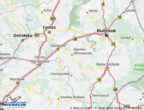 MICHELIN Wysokomazowiecki map - ViaMichelin