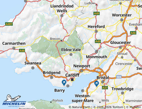 MICHELIN Blaenau Gwent map - ViaMichelin