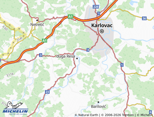 MICHELIN duga Resa map - ViaMichelin