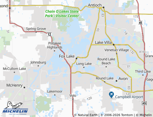 Mappa MICHELIN Fox Lake - ViaMichelin