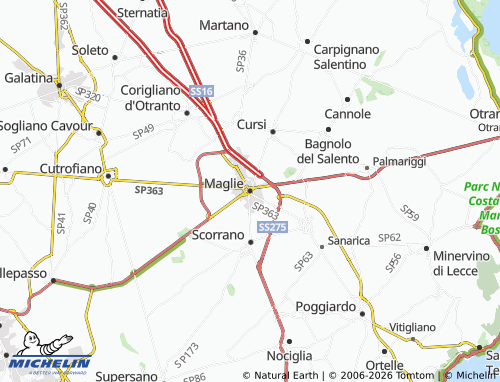 MICHELIN Maglie map - ViaMichelin