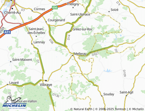 MICHELIN Melleray map - ViaMichelin