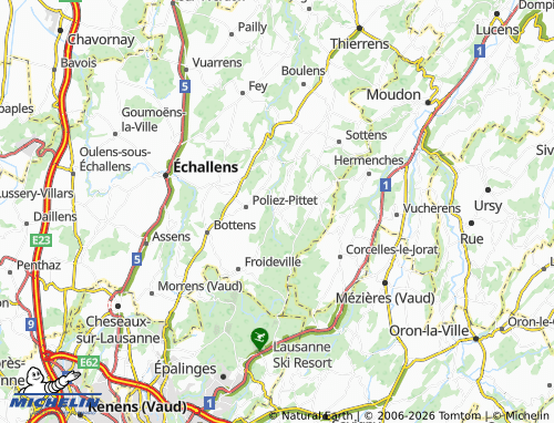 Carte MICHELIN Villars-Tiercelin - ViaMichelin