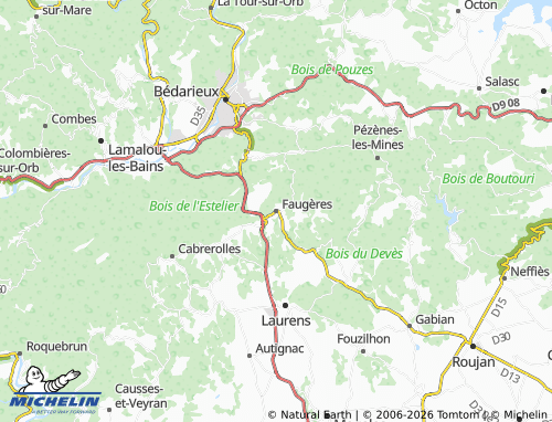 MICHELIN Faugères map - ViaMichelin