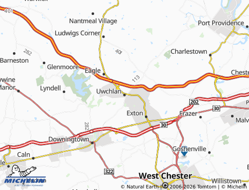 Mappa MICHELIN Uwchlan - ViaMichelin