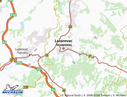 Mapa MICHELIN Lazarevac - ViaMichelin