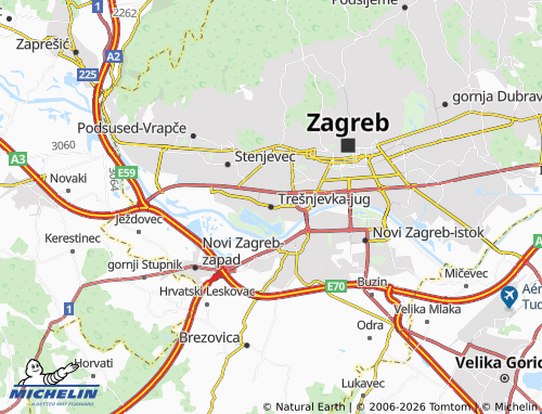 MICHELIN Trešnjevka-jug map - ViaMichelin