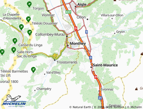 Carte MICHELIN Choëx - ViaMichelin