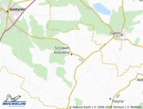 MICHELIN Szczawin Kościelny map - ViaMichelin