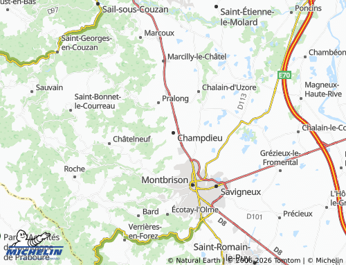 MICHELIN Champdieu map - ViaMichelin