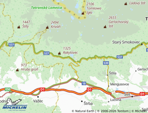 MICHELIN-Landkarte Štrbské Pleso - ViaMichelin