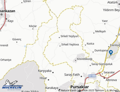 MICHELIN Sirkeli Yeşilova map - ViaMichelin