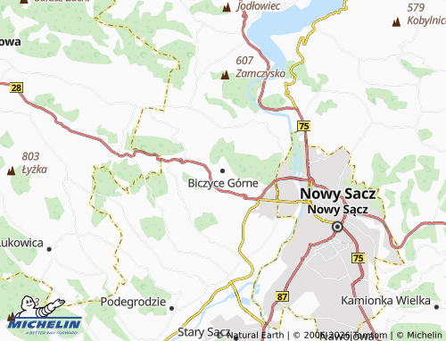 MICHELIN Biczyce Górne map - ViaMichelin