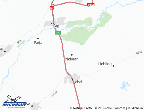 Kaart MICHELIN Pădureni - ViaMichelin