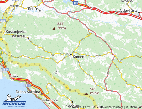 Carte MICHELIN Komen - ViaMichelin