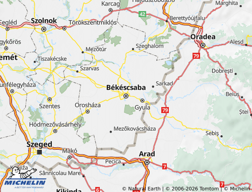 MICHELIN Békés map - ViaMichelin
