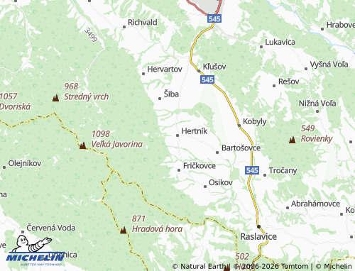 MICHELIN-Landkarte Hertník - ViaMichelin