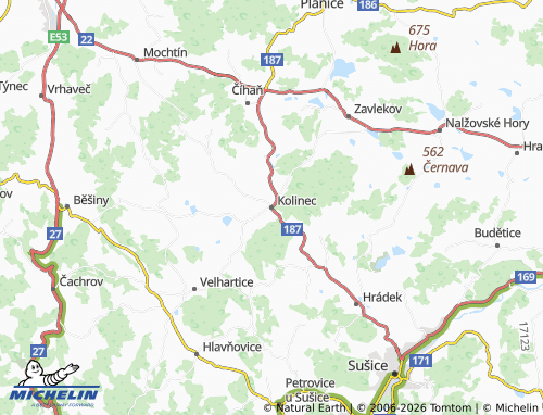 MICHELIN Kolinec map - ViaMichelin