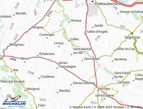 MICHELIN Saint-Martial-sur-Né map - ViaMichelin