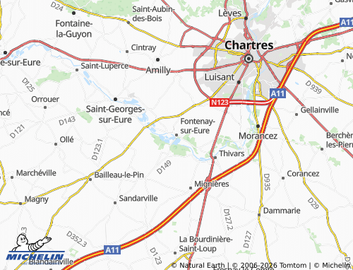 MICHELIN Fontenay-sur-Eure map - ViaMichelin