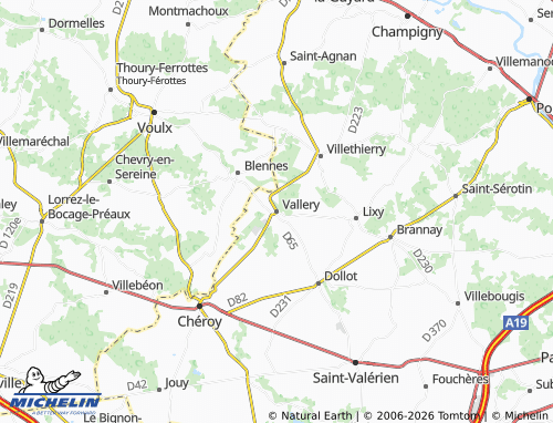 Mappa MICHELIN Vallery - ViaMichelin