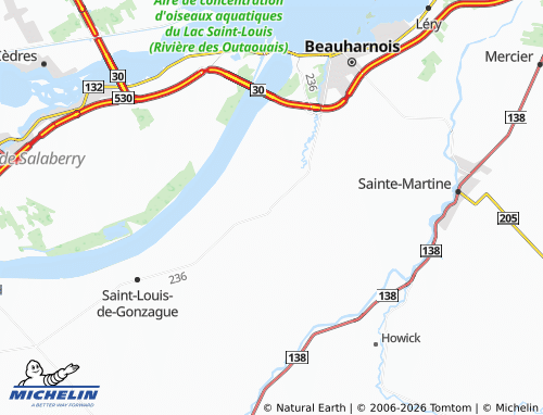 Kaart MICHELIN Saint-Étienne-de-Beauharnois - ViaMichelin