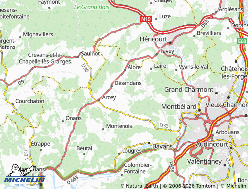MICHELIN Échenans map - ViaMichelin