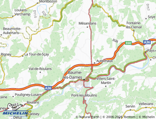 Carte MICHELIN Luxiol - ViaMichelin