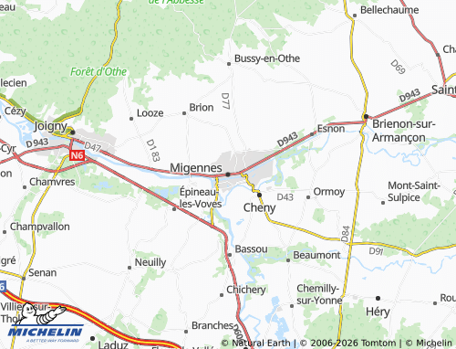 MICHELIN Migennes map - ViaMichelin