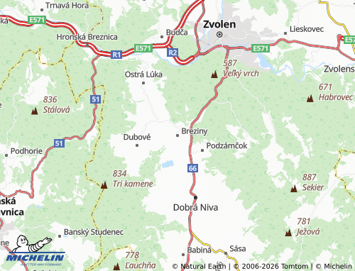MICHELIN-Landkarte Breziny - ViaMichelin