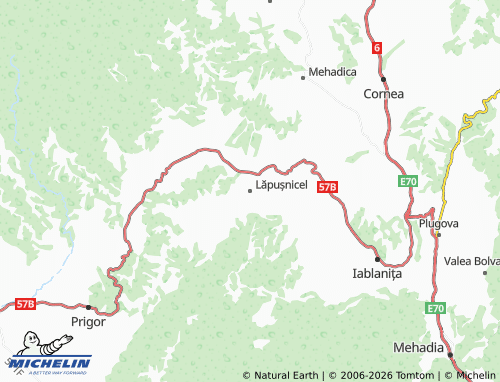 MICHELIN Lăpușnicel map - ViaMichelin