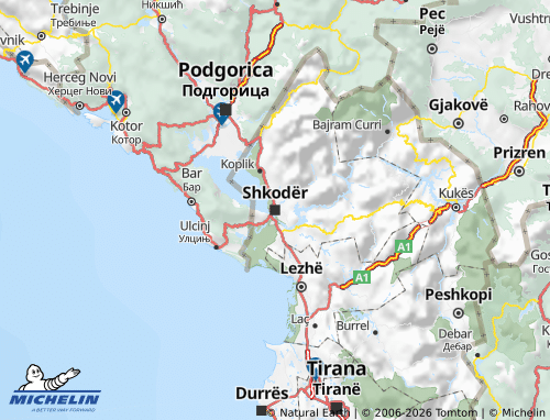 MICHELIN Shkodër map - ViaMichelin