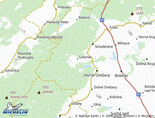MICHELIN-Landkarte Lošonec - ViaMichelin