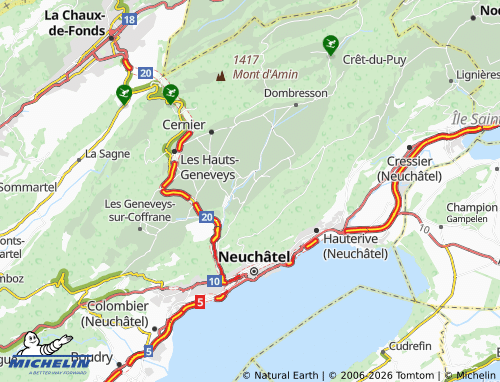 Carte MICHELIN Vilars Neuchâtel - ViaMichelin
