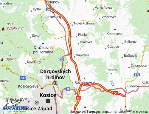 MICHELIN-Landkarte Vajkovce - ViaMichelin
