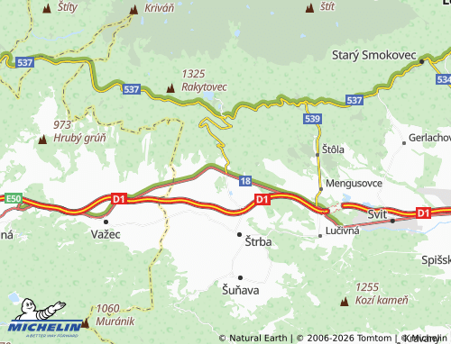MICHELIN Tatranská Štrba map - ViaMichelin