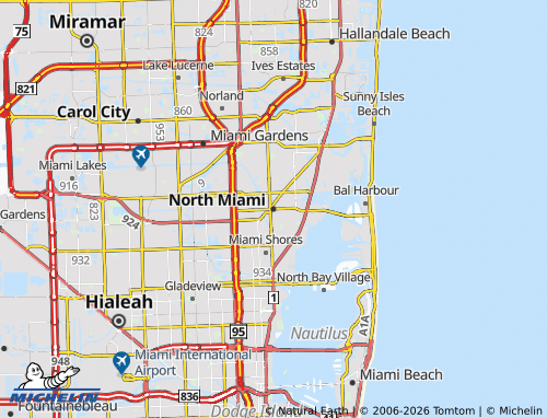 Kaart MICHELIN North Miami - ViaMichelin