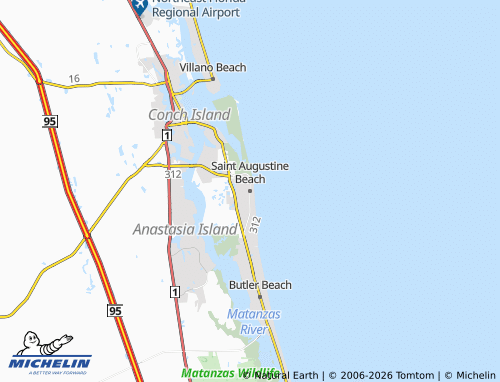 Kaart MICHELIN Saint Augustine Beach - ViaMichelin